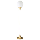 Hudson&Canal Mahdi Torchiere Floor Lamp with Glass Shade - Brass/White Milk-Mid-century style for your living room, office space, bedroom, or reading nook