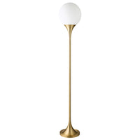 Hudson&Canal Mahdi Torchiere Floor Lamp with Glass Shade - Brass/White Milk-Mid-century style for your living room, office space, bedroom, or reading nook