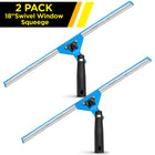 Gritt Commercial 18" Swivel Window Squeegee with Quick Release - 2 Pack-Handle swivels 180° to reach tight corners, edges and sills