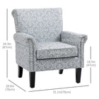 HOMCOM - Fauteuil d’appoint moderne avec accoudoirs roulés - pieds en bois - clous décoratifs pour chambre - gris-Pieds en bois de caoutchouc massif pour la stabilité et le soutien 
