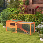 PawHut Outdoor Wooden Rabbit Hutch - Orange-Featuring upper living space and detachable running area on the lower level 