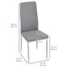 HOMCOM - Chaises de salle à manger avec siège rembourré et pieds en acier - gris - ensemble de 4-Pieds brillants en acier galvanisé offrant un soutien et une stabilité optimaux