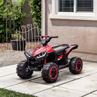 Aosom Kids 12V Battery Powered Ride-on ATV with Music, Headlights, High & Low Speed - Red-Wear-resistant tires 