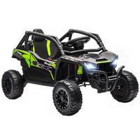 Qaba 12V Licensed KAWASAKI TERYX KRX 2WD Electric Ride on Truck - Black-Kawasaki licensed with dual motors, providing a powerful and authentic ride 
