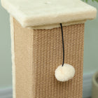 PawHut - Griffoir pour chat 32 po pour intérieur avec balle à taquiner en sisal, beige-Matériaux : Panneau de particules, peluche, sisal 