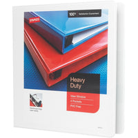 Staples Heavy-Duty View Binder with D-Rings - 1 1/2" - White-One-Touch Rings open and close with ease