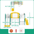 Qaba - Toboggan 7 en 1 pour enfants avec grimpeur, panier de basketball, télescope, tableau à dessin, boîte de rangement - jaune-Fabriqué en matériau HDPE adapté aux enfants  
