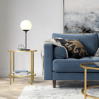 Hudson&Canal Sivil 20"W Round Side Table with Glass Shelf - Brass-Clean with a soft, dry cloth and no harsh chemicals or abrasive cleaning materials