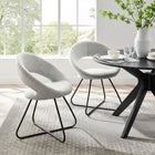 Modway Nouvelle Upholstered Fabric Dining Chair - Black/Light Grey - 2 Pack-Modern Accent Chairs