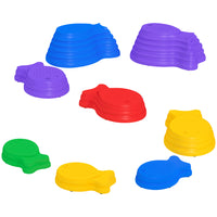 Outsunny - Jeu de 11 pierres d'équilibre empilables en forme de poisson pour enfants-8 pièces de 3 tailles différentes pour créer des parcours de plus en plus exigeants 