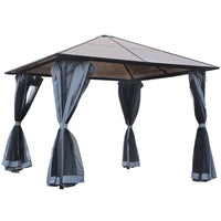 Outsunny - Gazebo de patio en aluminium avec toit dur en polycarbonate - gris- La conception large et de luxe est idéale pour impressionner vos invités et fournir suffisamment d'abris pour les garden-parties, les barbecues, les rassemblements, etc. 