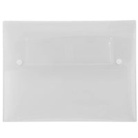 JAM Paper - Portefeuille en plastique avec fermeture à deux boutons-pression - 9 1/2" x 12 1/2" x 3/4" - Transparent-Portefeuille en plastique transparent avec fermeture à deux boutons