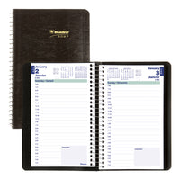 Blueline 2027 Daily Planner with Spiral Binding and Soft Lizard-Like Cover - 8" x 5" - Black - Bilingual-12-Month: January 2027 to December 2027