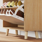 HOMCOM Narrow Shoe Storage Cabinet with 2 Flip Drawers - White-Non-slip foot pads protect your floor from scratches