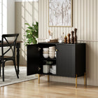 HOMCOM Modern 31.5" L Sideboard Buffet Cabinet with Fluted Doors - Black-Particleboard and MDF frame with melamine surface for easy wipe cleaning
