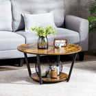 HOMCOM Industrial Coffee Table with Shelf - Rustic Brown-Convenient bottom shelf adds storage for household essentials