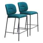 Zuo Plat Counter Stool - Green - Set of 2-Soft and smooth velvet fabric