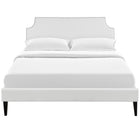 Modway Laura Vinyl Full Platform Bed with Squared Tapered Legs - White-Mounts in Four Locations