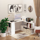 HOMCOM 55" L-Shaped Desk - White-Material: Particle Board 