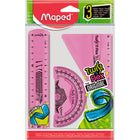 Maped 'Twist n Flex' 3-Piece Drafting Set - Assorted Colours-180 protractor