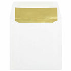 JAM Paper Square Foil Lined Invitation Envelopes - 6 x 6 - White with Gold Foil - 25 Pack-Features a smooth paper finish and shiny foil lining to add a pop of color to any mailing