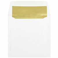 JAM Paper Square Foil Lined Invitation Envelopes - 6 x 6 - White with Gold Foil - 25 Pack-Features a smooth paper finish and shiny foil lining to add a pop of color to any mailing