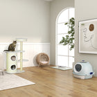 PawHut - Maison pour chat en rotin, lit pour animal surélevé pour chats d’intérieur - bois naturel-Matériau : Rotin PE, fil métallique, polyester, coton PP 