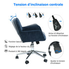 Chaise de Bureau en Tissu Homy Casa – Bleu Foncé-Base chromée 5 étoiles robuste pour une mobilité facile