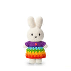 Just Dutch Miffy Handmade Bunny Plush Toy - Purple Rainbow Dress-Charming handmade plush toy features the iconic Miffy character in a beautifully hand-crocheted outfit