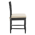 Modway Jax Oak Wood Dining Chair With Wavy Razor Back and Cushion - Black Oatmeal Stripe-Armless Design