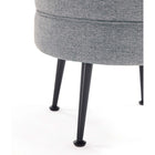 Manhattan Comfort Bailey 18.11" Mid-Century Modern Polyester Blend Upholstered Ottoman - Grey with Black Legs-Stylish Splayed Gold Stainless Steel Legs
