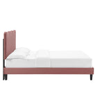 Modway Current Performance Velours Lit Plateforme Twin Avec Pieds en Bois Noir - Vieux Rose-Capacité de poids du cadre de lit : 800 lb