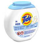 Tide PODS Free & Gentle, Liquid Laundry Detergent Pacs, 76 Pack-3-in-1: detergent, stain remover, color protector