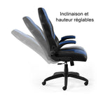 Emerge - Fauteuil de jeu en cuir reconstitué Vortex de la gamme - noir et bleu-Le fauteuil est doté d’un soutien lombaire, d’un siège à hauteur réglable et d’un basculement réglable et verrouillable pour un soutien personnalisé