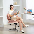 HOMCOM Criss Cross Armless Office Chair - Pink-360 degree swivel seat for flexible movement