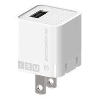 Scosche Supercube 12W Single USB-A Portable Home Charger - White-Perfect for a smartphone, tablet, and other electronic devices