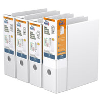 QuickFit Heavy Duty File Binder - Quickload D Ring - 4" - White - 4 Pack-D Ring, White, 650 Sheet Capacity, 4"