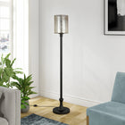 Hudson&Canal Numit 68.75" Tall Floor Lamp with Glass Shade - Blackened Bronze/Mercury Glass-Handcrafted blackened bronze finish is applied to the candlestick metal and glass base