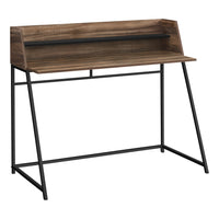 Monarch Specialties 7548 48" Computer Desk - Brown Reclaimed Wood/Black Metal-Computer desk in a brown reclaimed wood-look finish featuring a small hutch with 1 long shelf in a black finish