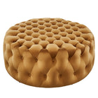 Modway Amour Tufted Button Large Round Performance Velvet Ottoman - Cognac-Tufted Button Accent Ottoman