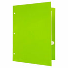 JAM Paper Laminated Glossy 3 Hole Punch Two-Pocket School Folders - Lime Green - 6 Pack-Quantity: 6 Folders per Pack | One for each subject & project