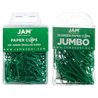 JAM Paper Combo Pack Colourful Paper Clips - Standard & Jumbo - Green - 100 Pack & 75 Pack -Colour: Green