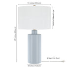 Hudson&Canal - Lampe de table Selina en céramique de 63 cm de haut avec abat-jour en tissu - Bleu fumé/blanc-Nettoyer avec un chiffon doux et sec, sans produits chimiques agressifs ni produits de nettoyage abrasifs
