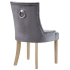 Modway Pose Performance Velvet Dining Chair - Grey - 4 Pack-Studded Nailhead Trim