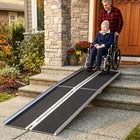 HOMCOM 10' Wheelchair Ramp with Non-Skid Layering - Black-Great for transitioning curbs, stairs, porches 