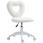 HOMCOM - Chaise de bureau sans accoudoirs en polaire Motif cœur - Blanc-Dossier en forme de cœur soutient la posture lors de longues sessions de travail