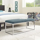 Modway Anticipate Performance Velvet Bench - Sea Blue-Dense Foam Padding for Comfort