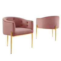 Modway Savour Tufted Performance Velvet Accent Chairs - Dusty Rose - 2 Pack-Tufted Accent Chairs - Set of 2