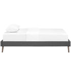 Modway Loryn Fabric Twin Bed Frame with Round Splayed Legs - Grey-Center Rail with Support Two Legs