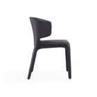 Manhattan Comfort Conrad 20.47" Mid-Century Modern Faux Leather Upholstered Dining Chairs - Black - Set of 2-Standard 4-Leg Base